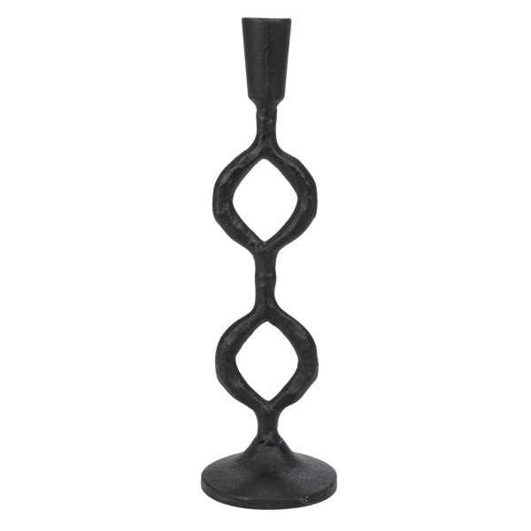 Black Decorative Cast Metal Taper Candle Holder